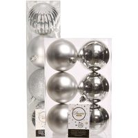 Decoris kerstballen 10x stuks zilver 8-10 cm kunststof - thumbnail