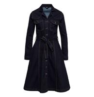 Queen Kerosin Workwear Denim Swing Dress With Tieable Belt-L