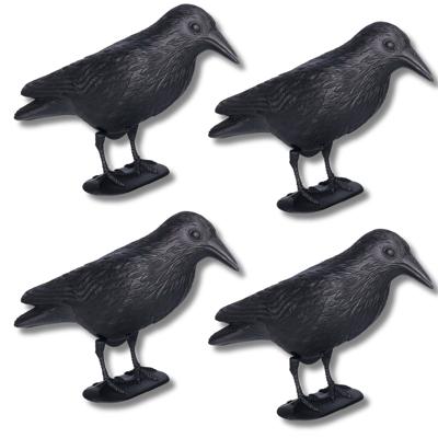Set van 4x stuks zwarte horror decoratie raven/kraaien 38 cm