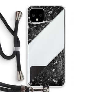 Zwart marmer: Pixel 4 Transparant Hoesje met koord