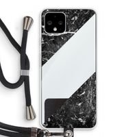 Zwart marmer: Pixel 4 Transparant Hoesje met koord