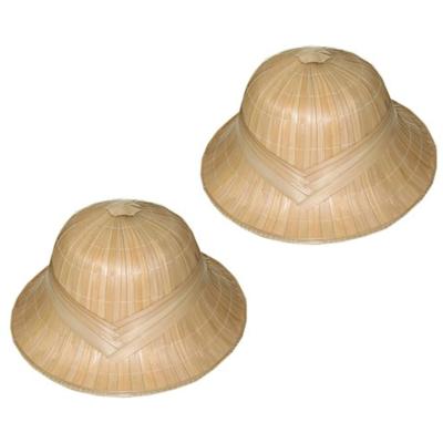 Verkleed Tropenhelm - Set van 2x stuks - volwassenen - Jungle safari onderzoekers helm - van stro -