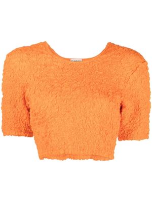 GANNI haut crop en coton biologique à fronces - Orange