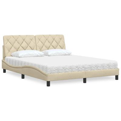 Bed met matras stof crèmekleurig 160x200 cm