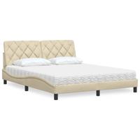 Bed met matras stof crèmekleurig 160x200 cm