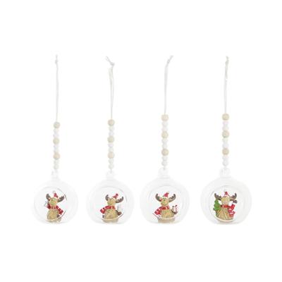 Kerstversiering DKD Home Decor Kristal Hars Rendier (7 x 6 x 8 cm) (4 Stuks)