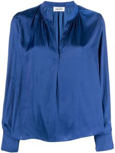 Zadig&Voltaire Tink band-collar satin-finish blouse - Bleu