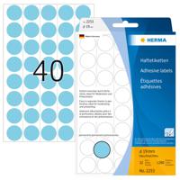 Herma 2253 Etiketten Ø 19 mm Papier Blauw 1280 stuk(s) Permanent hechtend Etiketten voor markeringspunten