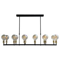 Masterlight Zwarte eetkamer hanglampTube 12-lichts gouden fittingen - 205025 Masterlight Zwarte eetkamer hanglampTube 12-lichts gouden fittingen - 205025
