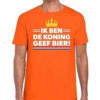 Oranje Ik ben de koning geef bier t-shirt voor heren