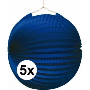 5x Blauwe lampionnen 22 cm   -