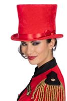 Hoge hoed rood velvet XL Hoge hoed rood velvet XL