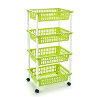 Opberger/organiser trolley/roltafel met 4 manden 85 cm groen - thumbnail