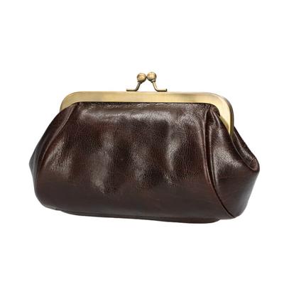 Leather Design Beugel Portemonnee / Beursje Donker Bruin