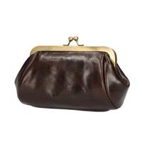 Leather Design Beugel Portemonnee / Beursje Donker Bruin