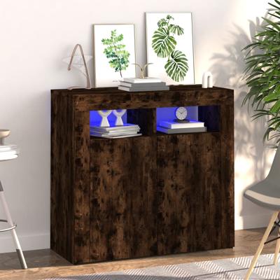 Dressoir met LED-verlichting 80x35x75 cm bruin eiken