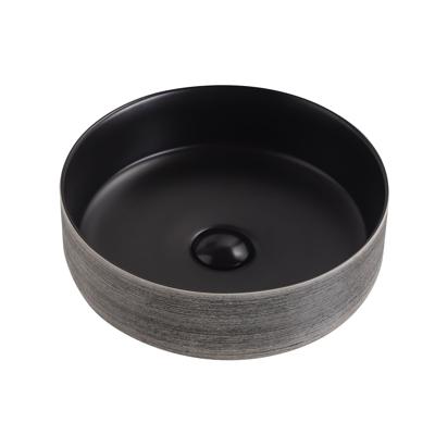 Waskom BWS Keramiek Met Geborsteld Zilver Relief 36 cm Zwart Boss & Wessing