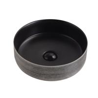 Waskom BWS Keramiek Met Geborsteld Zilver Relief 36 cm Zwart Boss & Wessing