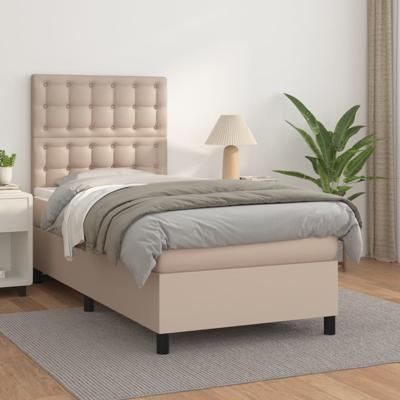 Boxspring met matras kunstleer cappuccinokleurig 90x190 cm