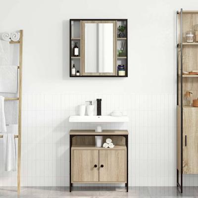 Badkamermeubelset 2 pcs Bruin 60 x 30 x 60 cm Bewerkt hout