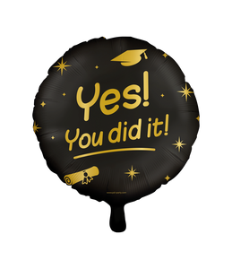 Classy Folieballon Geslaagd &apos;You Did It&apos; Zwart/Goud (46cm)