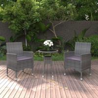 3-delige Tuinset poly rattan grijs