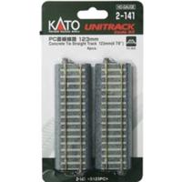 H0 Kato Unitrack 2-141 Rechte rails 123 mm 4 stuk(s) - thumbnail