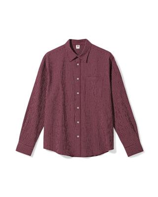 HEMA Herenoverhemd Maurice seersucker blokken bordeauxrood (bordeauxrood)
