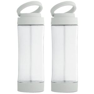 2x Stuks glazen waterfles/drinkfles met witte kunststof schroefdop en smartphone houder 390 ml