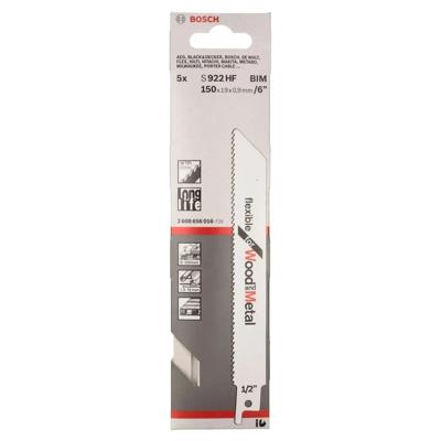 Bosch Professional S922HF Reciprozaagblad 150mm Flexible for Wood and Metal VE=5 - 2608656016