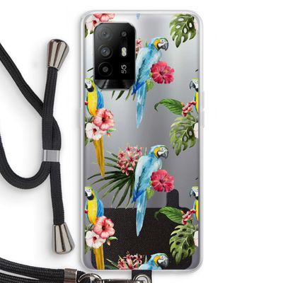 Kleurrijke papegaaien: Oppo A95 5G Transparant Hoesje met koord