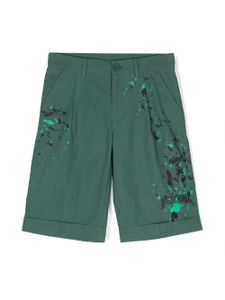 Moschino Kids short à effet taches de peinture - Vert