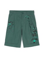 Moschino Kids short à effet taches de peinture - Vert - thumbnail