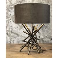 Tafellamp Brut brons met lampenkap Taupe