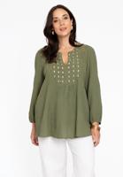Yoek Blouse met kralen | Licht Groen | Maat 54/56