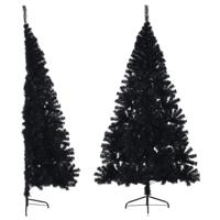 VidaXL Kunstkerstboom met standaard half 210 cm PVC zwart