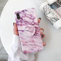 Marmer anti-drop TPU bescherming achtercover voor iPhone XS Max met opvouwbare houder (Z19)