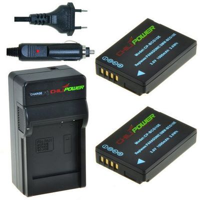 2 x DMW-BCG10 accu's voor Panasonic - inclusief oplader en autolader - Origineel ChiliPower