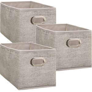 Set van 4x stuks opbergmand/kastmand 7 liter beige linnen 31 x 15 x 15 cm