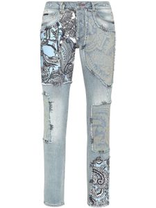 Philipp Plein jean droit à imprimé cachemire - Bleu