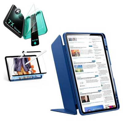 iPad Air 13" (M4) 2026 Bundle Flip Magnetic Case with Pencil Holder, Paper-Feel Magnetic & Armorite® Protection - Navy Blue