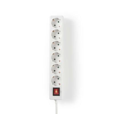 Nedis EXSO630F2WT Stekkerdoos Beschermend Contact Met Aan/uit-schakelaar 6-wegs 3,0 M Wit