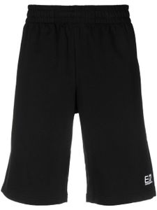 Ea7 Emporio Armani short en coton à logo imprimé - Noir