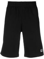 Ea7 Emporio Armani short en coton à logo imprimé - Noir