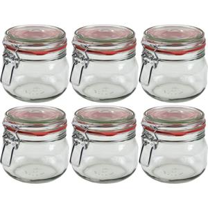 Weckpot/inmaakpot - 6x - glas - 500 ml - met beugelsluiting - transparant