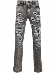 Philipp Plein jean slim à effet usé - Gris