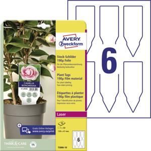 Avery-Zweckform T3006-10 Insteekbare labels 128 x 47 mm Polyester Wit 60 stuk(s) Niet hechtend Laser (kleur), Laser (zwart/wit)