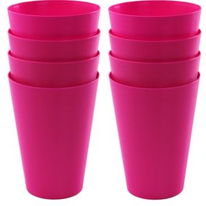 8x drinkbekers van kunststof 430 ml in het roze