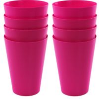 8x drinkbekers van kunststof 430 ml in het roze - thumbnail