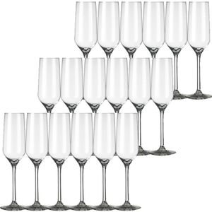 18x Champagneglazen/flutes transparant 220 ml Carre